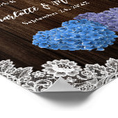 Purple Blue Floral Lace Wedding Reception Sign Poster (Ecke)