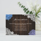 Purple Blue Floral Wedding Hotel Accommodation Begleitkarte (Stehend Vorderseite)