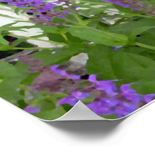 Purple Blue Flower Fence Poster (Ecke)