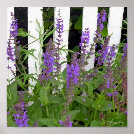 Purple Blue Flower Fence Poster (Vorne)