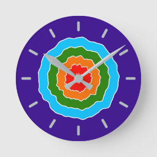 Purple Blue Green Orange Red Runde Wanduhr
