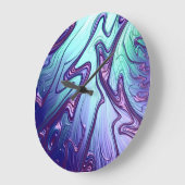 Purple blue iridescent 3D metallic abstract art Große Wanduhr (Winkel)