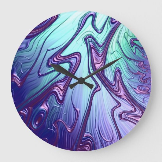 Purple blue iridescent 3D metallic abstract art Große Wanduhr (Vorderseite)