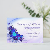 Purple Blue Orchid Wedding Change the Date Card (Stehend Vorderseite)
