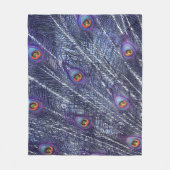 Purple Blue Peacock Feathers Fleece Blanket (Vorderseite)