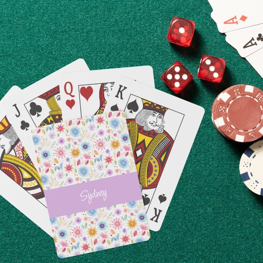 Purple Blue Pink Boho Wildflower Personalized Spielkarten
