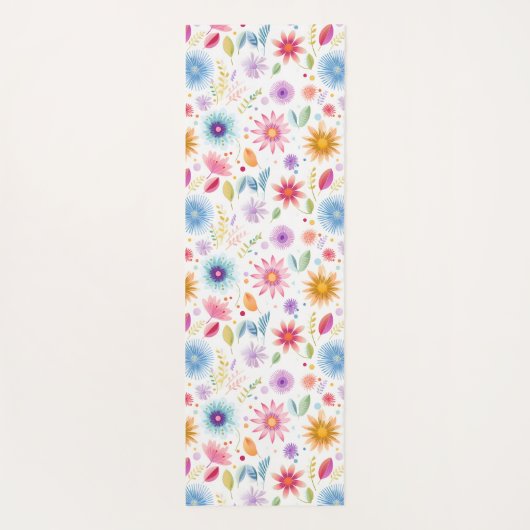 Purple Blue Pink Boho Wildflower Personalized  Yogamatte (Rückseite)