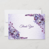 Purple Blue Pink Floral Glitter Elegant Wedding Dankeskarte (Vorderseite)