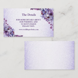 Purple Blue Pink Floral Glitter Wedding Detail Begleitkarte