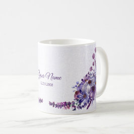 Purple Blue Pink Floral Glitter Wedding Party Kaffeetasse