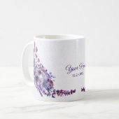 Purple Blue Pink Floral Glitter Wedding Party Kaffeetasse (Vorderseite Links)