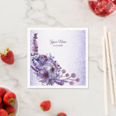 Purple Blue Pink Floral Glitter Wedding Party Serviette (Beispiel)
