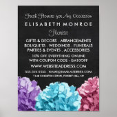 Purple, Blue & Pink Hydrangea Chalkboard Floristry Poster (Vorne)