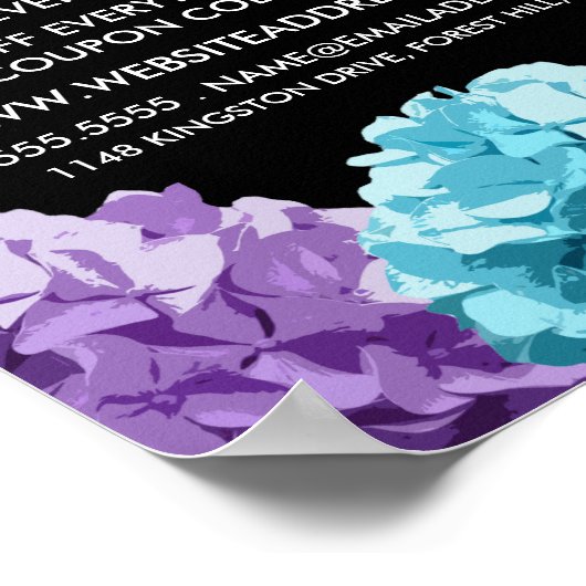 Purple, Blue & Pink Hydrangea, Floristry Poster (Ecke)
