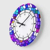 Purple Blue Pink Mosaic Tile Pattern Wall Clock Große Wanduhr (Winkel)