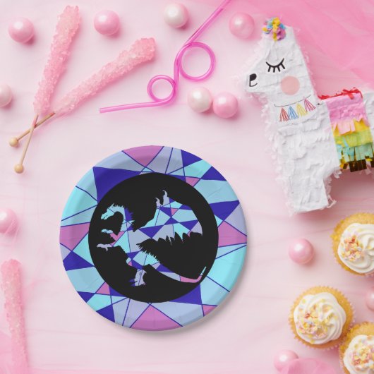 Purple blue pink triangle abstract pappteller (Party)