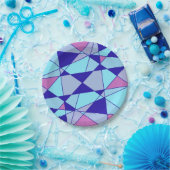 Purple blue pink triangle abstract pappteller (Party)