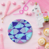 Purple blue pink triangle abstract pappteller (Party)
