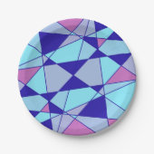 Purple blue pink triangle abstract pappteller (Vorderseite)
