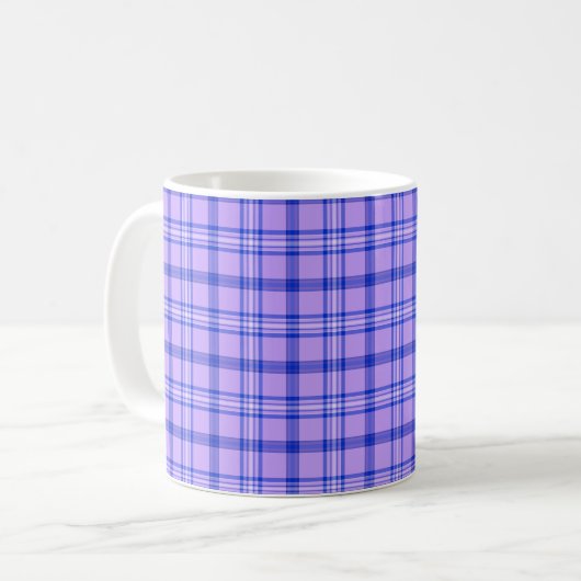 Purple Blue Plaid Classic Pattern Bright Kaffeetasse (Vorderseite Links)