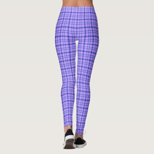 Purple Blue Plaid Classic Pattern Bright Leggings (Rückseite)