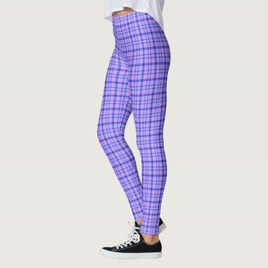 Purple Blue Plaid Classic Pattern Bright Leggings (Links)