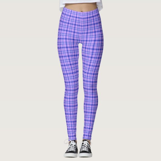 Purple Blue Plaid Classic Pattern Bright Leggings (Vorderseite)