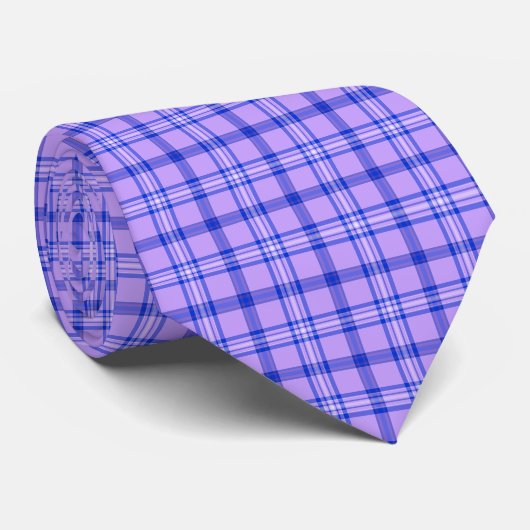 Purple Blue Plaid Classic Pattern Bright Neck Tie Krawatte (Gerollt)