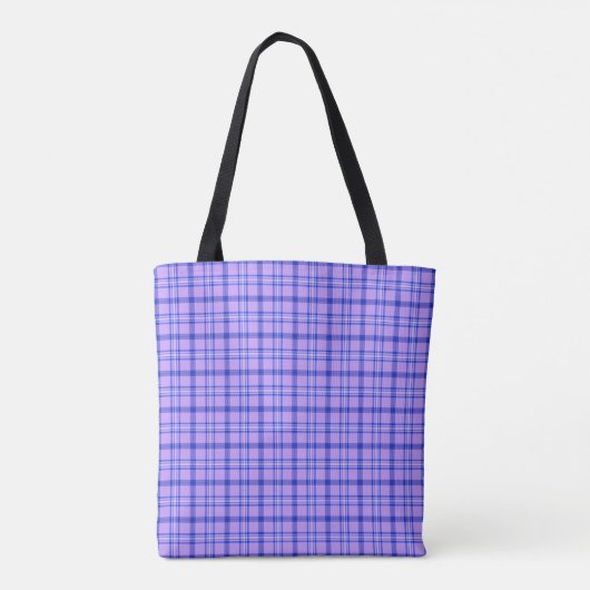 Purple Blue Plaid Classic Pattern Bright Tote Bag Tasche (Rückseite)