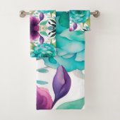Purple Blue Rose flowers  Badhandtuch Set (Insitu)
