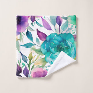 Purple Blue Rose flowers  Badhandtuch Set