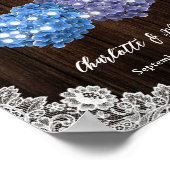 Purple Blue Rustic Wood Lace Wedding Welcome Sign Poster (Ecke)