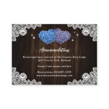 Purple Blue Wedding Hotel Accommodation Card