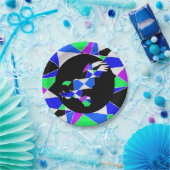 Purple blue white triangle abstract eagle  pappteller (Party)