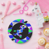 Purple blue white triangle abstract eagle  pappteller (Party)