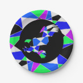 Purple blue white triangle abstract eagle  pappteller (Vorderseite)