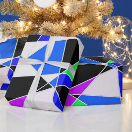 Purple blue white triangle abstract  geschenkpapier