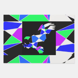 Purple blue White triangle abstract  Geschenkpapier Set