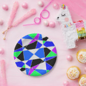 Purple blue white triangle abstract  pappteller (Party)