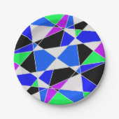 Purple blue white triangle abstract  pappteller (Vorderseite)