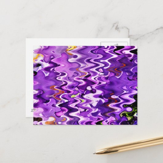 PURPLE BLUMEN ABSTRAKT POSTKARTE (Vorderseite/Rückseite Beispiel)