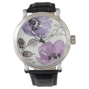 Purple Blumen Armbanduhr