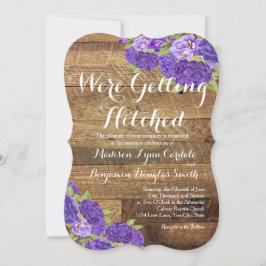 Purple Blumen Barn Wood MAP Hochzeit Einladung