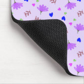 Purple Blumen Blue Hearts Mousepad (Ecke)