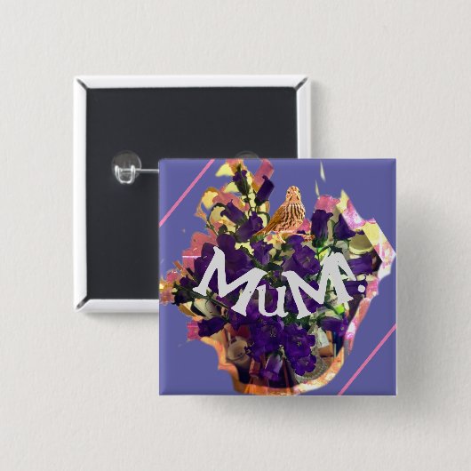 Purple Blumen Button (Vorne & Hinten)