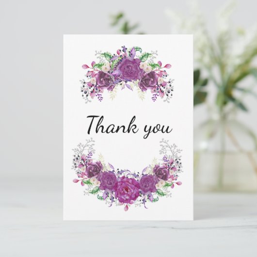 Purple Blumen Dankeskarte (Stehend Vorderseite)