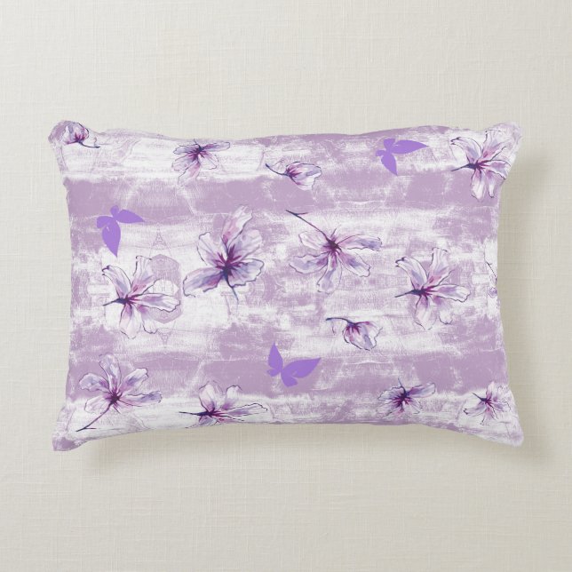 Purple Blumen Dekokissen (Vorderseite)