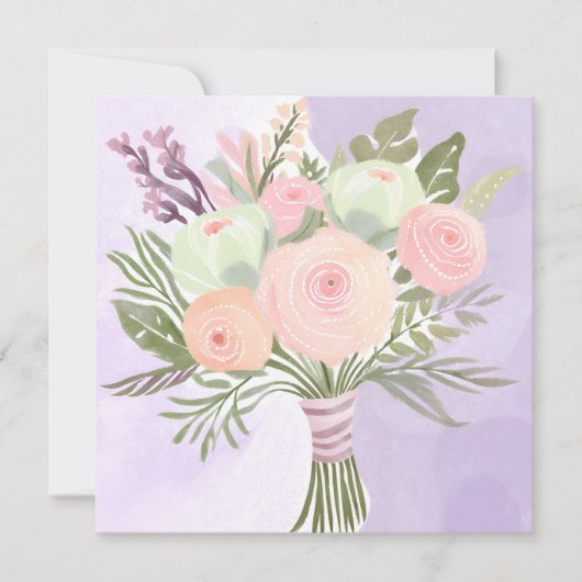 Purple Blumen Einladung (Vorderseite)