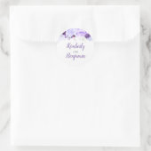 Purple Blumen Elegante Hochzeit Runder Aufkleber (Tasche)