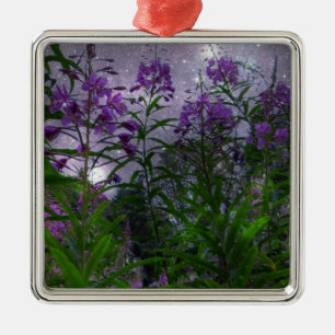 Purple Blumen Fantasy Night Ornament Aus Metall